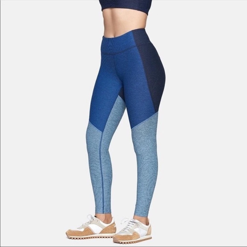 Outdoor Voices TechSweat Leggings Blue Colorblock High Rise Tights Womens Medium